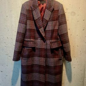 Kendall + Kylie Plaid Brushed Wool Blend Coat